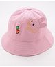 Babyhug Free Size Cotton Bucket Hat with Bunny Ears Pink - Diameter 26 cm