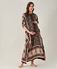 The Kaftan Company Three Forth Sleeves Floral Motif Print Maternity Kaftan Dress - Green