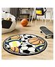 Littlelooms Round Woollen Rug Sport Balls Design - Multicolor