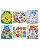 Toyshine Wooden Toddler Clocks and Shapes Knobbed Puzzles - 72 Pieces