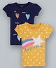 Plum Tree Pack Of 2 Cap Sleeves Polka Print Tee - Yellow Navy