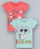 Plum Tree Pack Of 2 Cap Sleeves Cool In Dream Print Tee - Blue Orange
