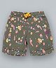 Plum Tree Flower Printed Shorts - Olive Green