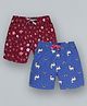 Plum Tree All Over Flower Printed Shorts Pack Of 2 -  Blue Red