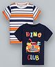 Plum Tree Half Sleeves Pack Of 2 Dino Print & Striped Tee - Multi Color