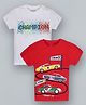 Plum Tree Half Sleeves Pack Of 2 Car Print Tee - Red