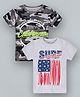 Plum Tree Half Sleeves Pack Of 2 Camouflage & Flag Print Tee - Grey