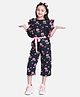 Cutiekins Short Sleeves Floral Print Jumpsuit - Black