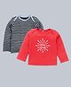 Kadam Baby Pack Of 2 Full Sleeves Striped & Happy New Year Printed Tee - Black & Red