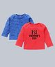Kadam Baby Pack Of 2 Full Sleeves Car & Valentines Day Printed Tee - Red & Blue