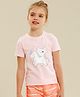 Kookie Kids Short Sleeves Top Unicorn Print - Light Pink