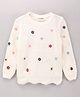LC Waikiki Full Sleeves Flower Design Embroidered Knitted Sweater - Ecru