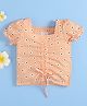 Kookie Kids Puff Sleeves Printed Top Floral Print - Orange