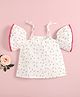 Kookie Kids Cold Shoulder Sleeves Printed Top - Pink