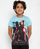 Marvel By Wear Your Mind Half Sleeves Iron Man Print Tee - Sky Blue