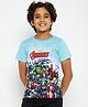 Marvel By Wear Your Mind Half Sleeves Avengers Print Tee - Sky Blue