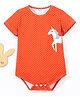 Kookie Kids Short Sleeves Onesie Unicorn Print - Orange