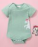 Kookie Kids Half Sleeves Onesies Stripes & Unicorn Print - Green