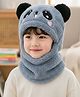 SYGA Winter Beanie Knitted Panda Faux Fur Blue - Circumference 42 cm 