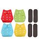 DOMENICO Adjustable Cloth Diaper Nappies With Wet Free Inserts Pack of 8 - Multicolor