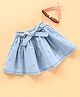 Babyhug Mid Thigh Denim Skirt with Lace Belt & Floral Embroidery - Blue