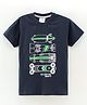 Grab It Half Sleeves Tee Skateboard Print - Navy Blue