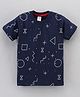Grab It Half Sleeves T-Shirt Symbols Print - Indigo