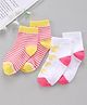 Nuluv Cotton Blend Ankle Length Striped Socks Pack of 2  - Pink White