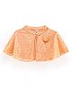 Babyhug Half Sleeves Party Wear Shrug with Corsage Solid - Peach