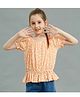 Kookie Kids Half Sleeves Top Floral Print - Orange