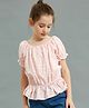 Kookie Kids Half Sleeves Top Floral Print - Peach