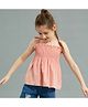 Kookie Kids Singlet Sleeves Solid Top with Smocked Detailing - Pink