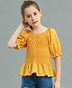Kookie Kids Half Sleeves Smoked Top Solid - Yellow