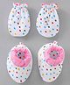 Child World Mittens & Booties Set Polka Dots Print - White Pink