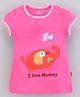 Child World Short Sleeves Frock Elephant Patch - Dark Pink