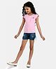 Peppermint Short Sleeves Patch Plain Top - Pink