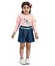 Peppermint Full Sleeves Heart Patch Top With Shorts - Peach