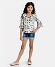 Peppermint Three Fourth Sleeves All Over Heart Printed Top - Grey