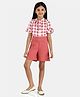 Peppermint Half Sleeves Checkered Top With Shorts - Pink