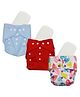 Mylo Baby Freesize Adjustable Cloth Diapers with 3 Free Insert Oeko Tex Certified Pack of 3 - Blue Red Heart Print Multicolour