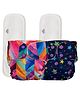 Mylo Baby Freesize Adjustable Cloth Diapers with 2 Free Insert Oeko Tex Certified Pack of 2 - Twinkle Twinkle Rainbow Multicolour