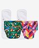 Mylo Baby Freesize Adjustable Cloth Diapers with 2 Free Insert Oeko Tex Certified Pack of 2 - Rainbow Jungle Multicolour
