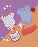 Baby Moo Pack Of 2 Printed Half Sleeves Onesie With Pants & Bib With Socks - Orange & Blue