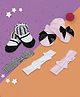 Baby Moo Pack Of 2 Pair Of Solid & Houndstooth Socks & 3 Headbands - Pink & Black