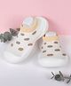 Baby Moo Rubber Mesh Detailed Polka Dots Designed Slip On Shoes - Brown & White