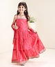 Babyhug Sleeveless Embroidered Choli Lehenga and Dupatta Set with Sequins - Coral