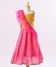 Babyhug Sleeveless Lehenga Choli Set With Dupatta All Over Printed - Pink