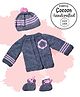 COCOON ORGANICS Handcrafted Full Sleeves Floral Design Sweater With Cap & Socks - Blue