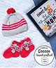 COCOON ORGANICS Handcrafted Cap And Socks Set - Light Grey And Pink