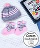 COCOON ORGANICS Handcrafted Cap And Socks Set - Grey And Baby Pink